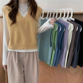 Plain Sweater Vest / Long-sleeve Top