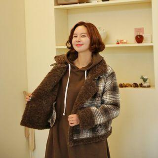 Buckle-neck Plaid Jacket