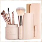 Set: Makeup Brush With Brush Case & Bow Bag - 7 Pieces - Makeup Brush - Pink - One Size