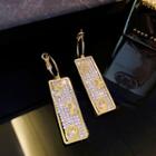 Numerical Alloy Rhinestone Dangle Earring 1 Pair - Silver Needle - Gold - One Size