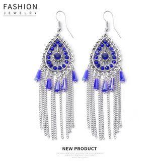Rhinestone Drop Fringed Earring