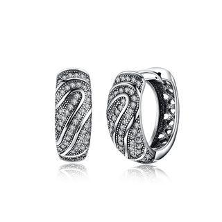 Sterling Silver Fashion Bright Geometric Cubic Zircon Earrings Silver - One Size