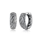 Sterling Silver Fashion Bright Geometric Cubic Zircon Earrings Silver - One Size