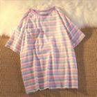 Short-sleeve Pig Embroidered Striped T-shirt