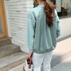 Contrast-panel Banded-hem Boxy Sweatshirt