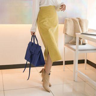 Slit Corduroy H-line Midi Skirt