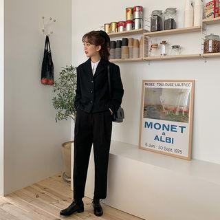 3-button Woolen Short Blazer