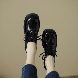 Platform Block Heel Lace-up Oxfords