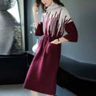 Turtle-neck Elbow-sleeve Knit Dress