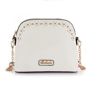 Faux-leather Flower Accent Cross Bag