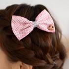 Set Of 2: Bow Dotted Pattern Hair Barrette Color Chosen At Random - One Size