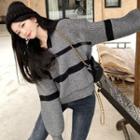 Collared Loose-fit Sweater Gray - One Size