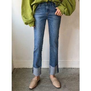 Turnup-hem Straight-cut Jeans