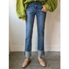 Turnup-hem Straight-cut Jeans