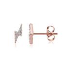 Fashion Simple Plated Rose Gold Lightning Cubic Zircon Stud Earrings Rose Gold - One Size