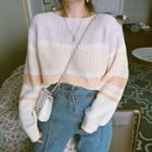Color Panel Sweater Sweater - Stripe - Cream - One Size