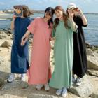 Plus Size Colored Maxi T-shirt Dress