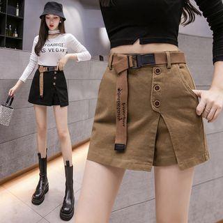 Button-up Side-slit Skort