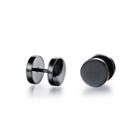 Simple And Fashion Plated Black Geometric Round 316l Stainless Steel Stud Earrings Black - One Size