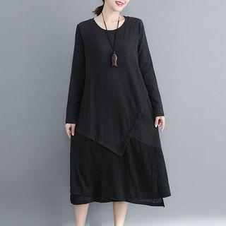 Long-sleeve Midi Asymmetric Dress