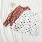 Puff Sleeve Dotted Print Blouse