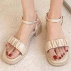 Chunky Heel Shirred Strap Sandals