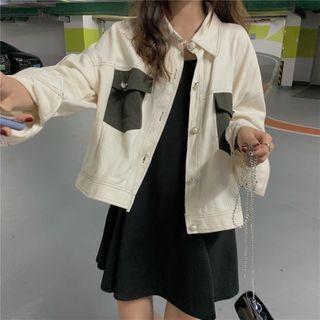 Pocket Detail Button Jacket / Spaghetti Strap Shift Dress