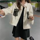 Pocket Detail Button Jacket / Spaghetti Strap Shift Dress