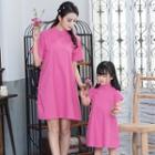 Family Short-sleeve Stand-collar Dress