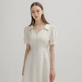 Collared Stitched Long A-line Dress