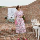 Smock-waist Floral Long Dress