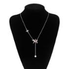 Alloy Faux Pearl Unicorn Pendant Y Necklace Pink Unicorn - Silver - One Size