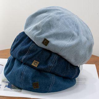 Lettering Tag Unconstructed Denim Beret