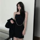 Chain Spaghetti Strap Mini Bodycon Dress 098788 - Skirt - Black - One Size