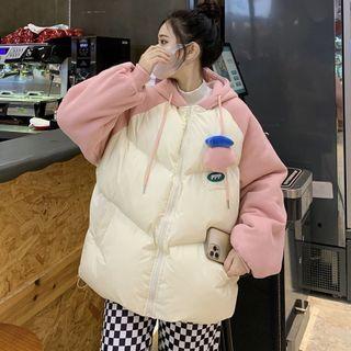 Padded Hooded Raglan Zip-up Coat