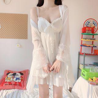Plain Strappy Dress/ Chiffon Plain Cardigan