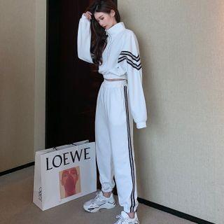 Set: Half-zip Striped Sweatshirt + Jogger Sweatpants