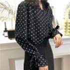 Dot Bell-sleeve Loose-fit Blouse
