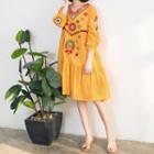 3/4-sleeve Embroidered Tunic Dress