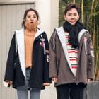 Couple Matching Applique Hooded Zip Jacket
