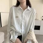 Long-sleeve Applique Striped Shirt Shirt - Stripe - One Size