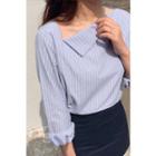 Fold-over Stripe Shirt Sky Blue - One Size