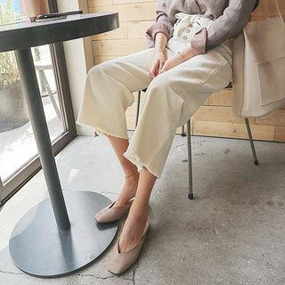 Fringe-edge Wide-leg Jeans With Sash