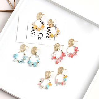 Stone Hoop Dangle Earring