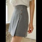 Button-detail Tweed Wrap Skort