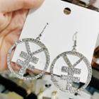 Rhinestone Money Sign Dangle Earring 1 Pair - As Shown In Figure - One Size