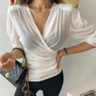 Slim-fit Ruched Wrap Top