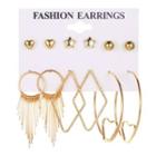 Set Of 6 Pairs: Earring 01 - 7632 - 1 Pair - Gold - One Size