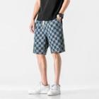High-waist Drawstring Plaid Shorts