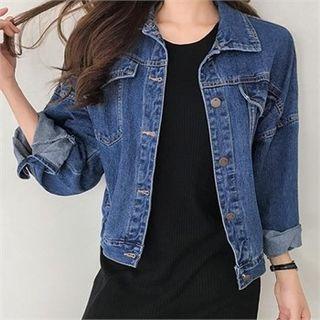 Band-hem Denim Jacket Blue - One Size